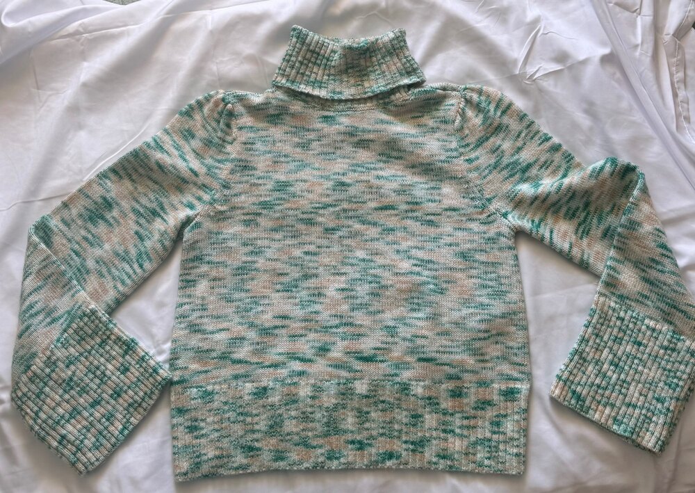 Lc Lauren Conrad Turtleneck Sweater Green Cream Marled Ribbed Cuffs Xs